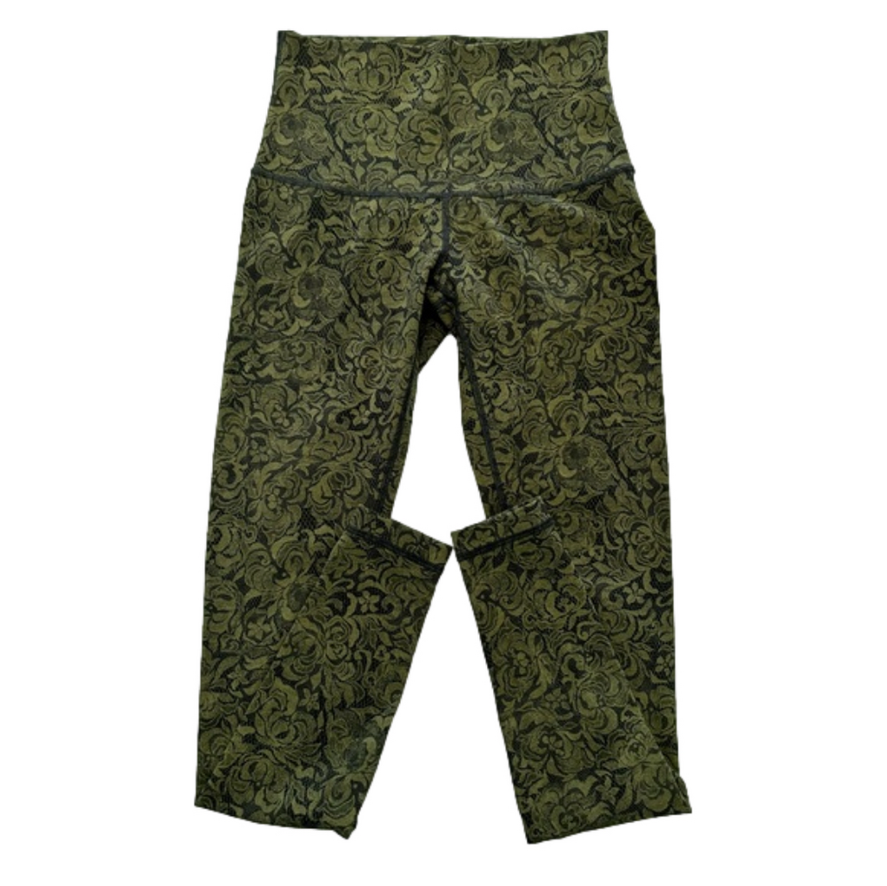 Lululemon Wunder Under Pant High-Rise Leggings Size 6 Olive Black Lace Print